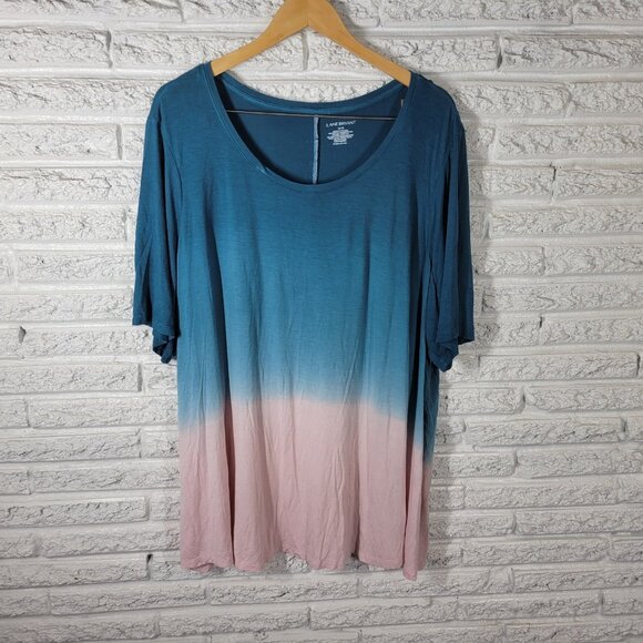 Lane Bryant Womens Top 26 28 Plus Tee Tunic Blue Ombre Comfy Casual BLU173E - Picture 1 of 7
